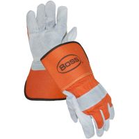 Boss Premium Grade Cowhide Leather Palm Gloves with Gaunlet Cuff