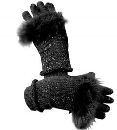 3 in 1 Fox Fur Trimmed Gloves