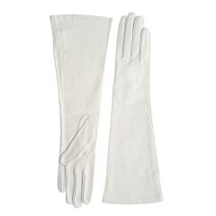 Portolano Ladies Silk Lined Italian Leather Gloves - White