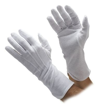 Extra Long Black Cotton Beaded Grip Gloves #2