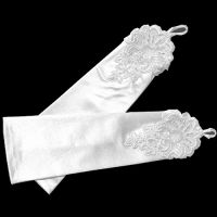 Fingerless Embroidered  Satin Gloves