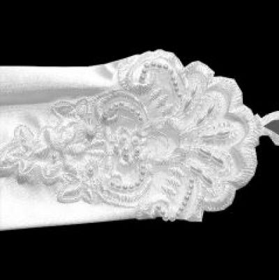 Fingerless Embroidered & Gathered Satin Gloves #2